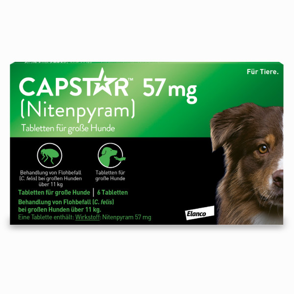 Capstar Tabletten gegen Flöhe für große Hunde von 11 bis 57 kg, 6 Tabletten in einer Packung